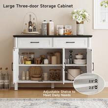 ONBRILL Storage Buffet Cabinet, 48" Farmhouse Sideboard Cabinet With Two Drawers And Three Doors, Wood Coffee Bar Cabinet With Adaptable Shelves, Kitchen, Living Room, And Entryway Storage Cabinet - White Black 48 inch - 查看 7