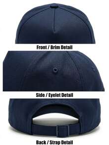 1pcs VonDutch Printed Baseball Cap, Classic Casual Retro Y2K Unisex Baseball Cap, Adjustable Size, Lightweight And Sun Protection, Suitable For Outdoor Sports, Daily Wear, Parties, And - Navy Blue - View 6