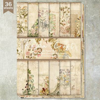 36 Sheets A5 Vintage Floral & Bird Decorative Paper, Suitable For Bullet Journals, Scrapbooking, Cards, Photo Albums And Crafts