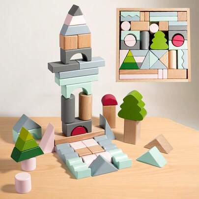 1 Set Macaron Color Modular Building Blocks, From Basic Shapes Recognition To Complex Structure Building, Cultivate Focus, Recognize Geometry Through Different Shapes, Exercise Hand-Eye Coordination, Promote Parent-Child Interaction And Hands-On Ability, Suitable For Boys And Girls, Family Version Educational Toy