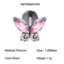 1PC Khuyên tai hình bướm G23 bằng titan, khuyên môi có ren trong, khuyên tai sụn tai, khuyên tai sụn vành tai, khuyên tai phẳng, khuyên tai đá opal và đá cubic zirconia, khuyên tai hình bầu dục, khuyên tai Monroe, khuyên tai vành tai, khuyên tai sáng bóng dành cho nữ - 1 khuyên môi hình bướm bằng titan - Xem 12