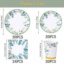 Bộ đồ dùng ăn uống dùng một lần họa tiết lá xanh, đĩa tiệc 7/9 inch, đĩa giấy, cốc, khăn ăn dùng một lần, thích hợp cho các dịp lễ, đám cưới, lễ đính hôn, sinh nhật, tiệc tùng, lễ kỷ niệm. - Nhiều màu - Xem 8