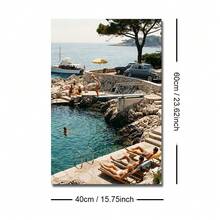 1pc Framed/Unframed Summer Coastal Ocean Luxury Canvas Poster Mediterranean Travel Landscape Old Money Aesthetic Wall Art Print Vintage Beach House Decor Painting For Drom,Living Room,Bedroom,Modern Home Decoration - Poster - View 12