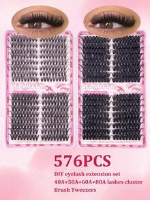 Bộ 640/576/576/560 sợi mi giả xoăn dạng chùm - Độ dày cao, tạo hiệu ứng trang điểm mắt tự nhiên, dày dặn và mềm mại, hộp đựng mi giả dạng chùm dung lượng lớn, chất liệu mềm mại, bền chắc. Mi giả, bộ trang điểm mắt cáo/mắt mèo tự làm, bộ trang điểm mắt dự tiệc âm nhạc (40D+50D+60D+80D/40A+50A+60A+80A/40A+60A+80A/60A+80A+100A) Mi giả dạng chùm - Nhiều màu - Xem 19