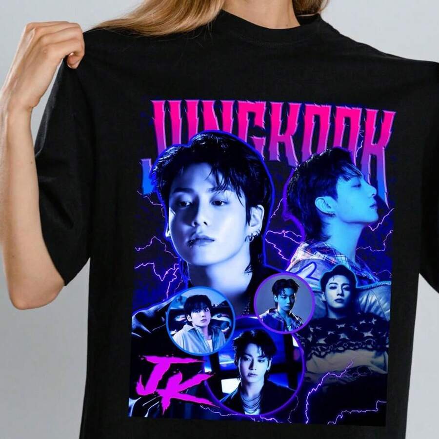Jungkook Of BTS Y2K Retro Bootleg Short-Sleeve Unisex T-Shirt - 黑色 - 查看 1