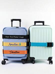 Personalized Name Pattern Luggage Strap, Bright Color Customized Suitcase Strap, Anti-Burst Packing Strap, Suitable For Checked Luggage, Unique Travel Gift For Couples, Family And Friends - Multicolor - View 6
