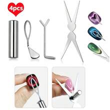 4 Kiểu Vẽ Móng Mắt Mèo Hình Chữ Y _ Dụng Cụ Hỗ Trợ Vẽ Móng Mắt Mèo Dễ Thương, Bộ Dụng Cụ Tạo Đường Viền Móng Mắt Mèo Kiểu Pháp Hình Trái Tim Thanh Lịch, Dụng Cụ Tạo Kiểu Móng Nghệ Thuật Trang Trí Móng Tay - Bạc - Xem 1