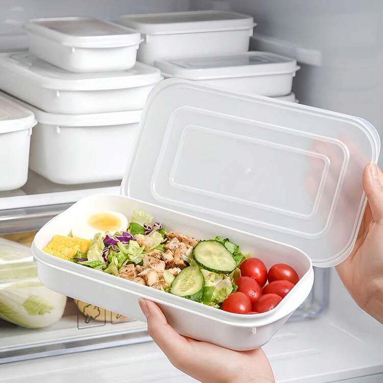 Bộ 3 hộp đựng thực phẩm bằng nhựa có nắp đậy, hộp cơm bento chống rò rỉ giúp sắp xếp và bảo quản thực phẩm trong tủ lạnh, có thể xếp chồng lên nhau, hộp đựng đồ ăn trưa chuẩn bị sẵn cho trái cây và đồ ăn nhẹ, có thể rửa bằng máy rửa chén. - Xem 7