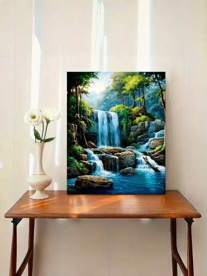 Bộ tranh sơn dầu kỹ thuật số phong cảnh thác nước trong rừng - Thích hợp cho người mới bắt đầu - Kích thước 16"X20" - Không bao gồm khung - Tranh sơn dầu kỹ thuật số - Bộ dụng cụ nghệ thuật thủ công - Tranh acrylic - Thích hợp để trang trí tường nhà và làm quà tặng - Không bao gồm khung