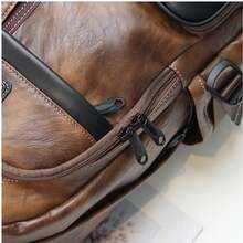 Men Leather Laptop Backpack Fit 16 Inch Laptop, Work Office College Backpack Fashion Waterproof Travel Bag - Brown - View 10