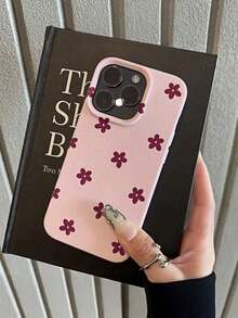 1个红色花朵爱心个性化美学图案哑光荔枝纹理全包覆TPU防震时尚手机壳，适用于 11/12/13/14/15/16/17 Pro Max/Plus/7/8/XR，精美礼品 - 彩色 - 查看 2