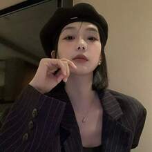 1顶女士纯色宽檐贝雷帽，时尚百搭，适合休闲、购物、外出等多种场合，尤其适合夏季和海滩。 - 純色 - 查看 3
