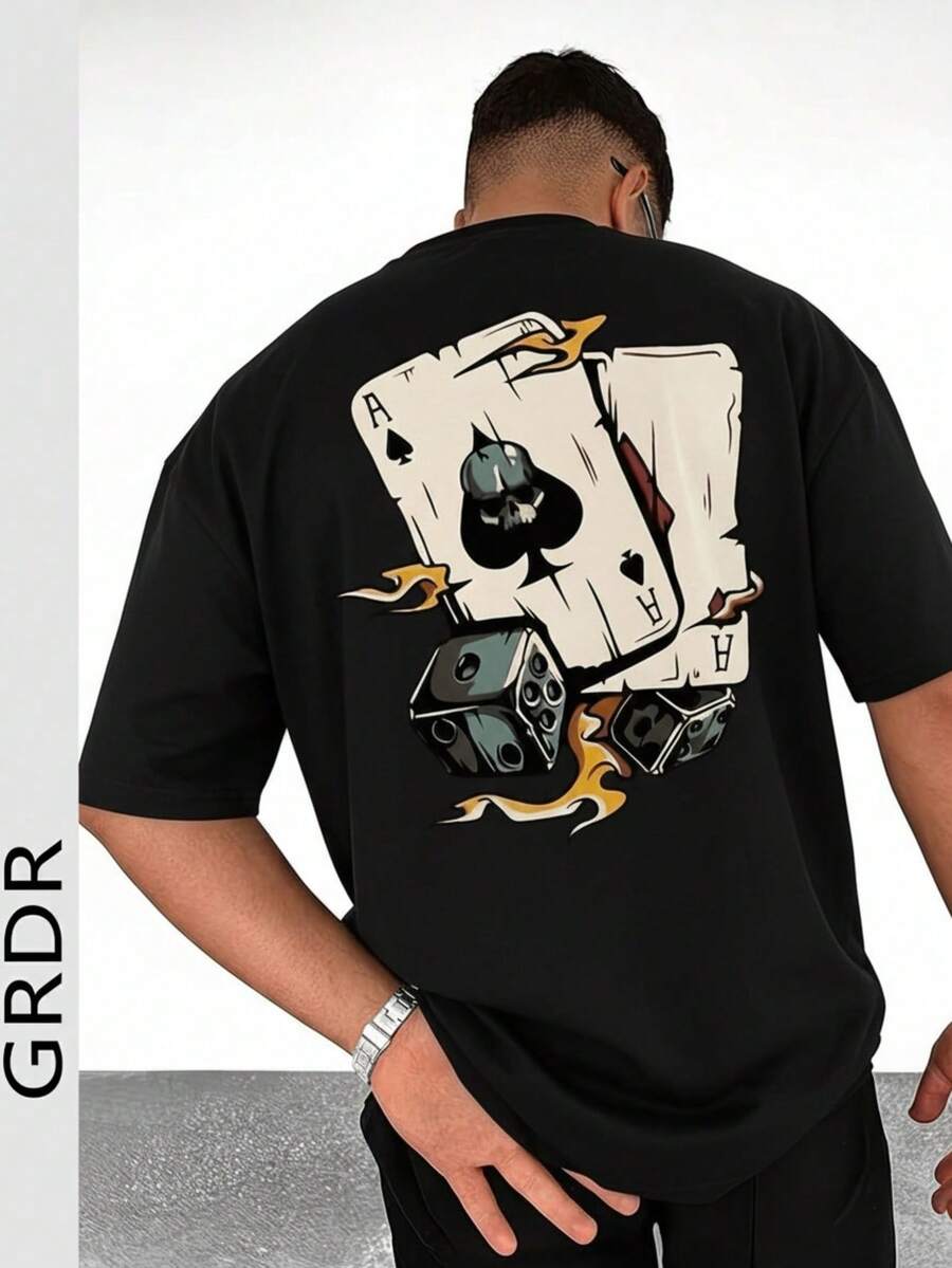 GRDR Men's Fashionable Printed Loose Short Sleeve T-Shirt | Exquisite Design | Summer Essential | Easy To Match | Showcase Your Style