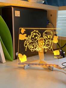 1 Set USB Acrylic LED Light, LED Message Board, 7-Color Luminous Panel With Stand, Erasable Drawing Night Light, LED Display Board, For Art Creation, Holiday Light Decor, Holiday Messages & Daily Ambient Lighting - Transparent Acrylic Drawing Board - View 3
