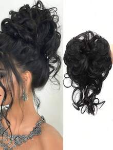 2 piezas Accesorios para el cabello tipo moño despeinado, Scrunchies de cabello rizado y ondulado, Accesorios para el cabello sintético tipo moño esponjoso, Adecuado para mujeres y niñas, Verano, Vacaciones, Viaje - Multicolor - Ver 13