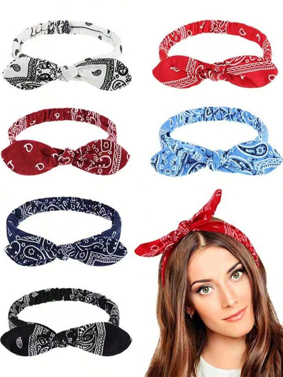 Băng đô cài tóc cổ chữ V, kiểu dáng bohemian, chất liệu vải dệt, có dây rút, in họa tiết, bán sỉ, bền chắc. - Hoa nhiều màu - Xem 1