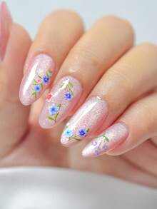 1sheet 5D Embossed Floral Nail Art Sticker Sweet Flower Wreath Self-Adhesive Decals Elegant Cottagecore DIY Manicure Decoration Nail Stickers - Multicolor - View 2