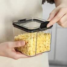 Black Sealed Canister With Lid, Suitable For Storing Flour, Sugar, Baking Supplies And Dry Goods, Dishwasher , Rectangular With Handle, Essential For Kitchen Storage And Food Organization | Sealed Container | Handle Closure, Must-Have Food Storage Container - Multicolor - View 6
