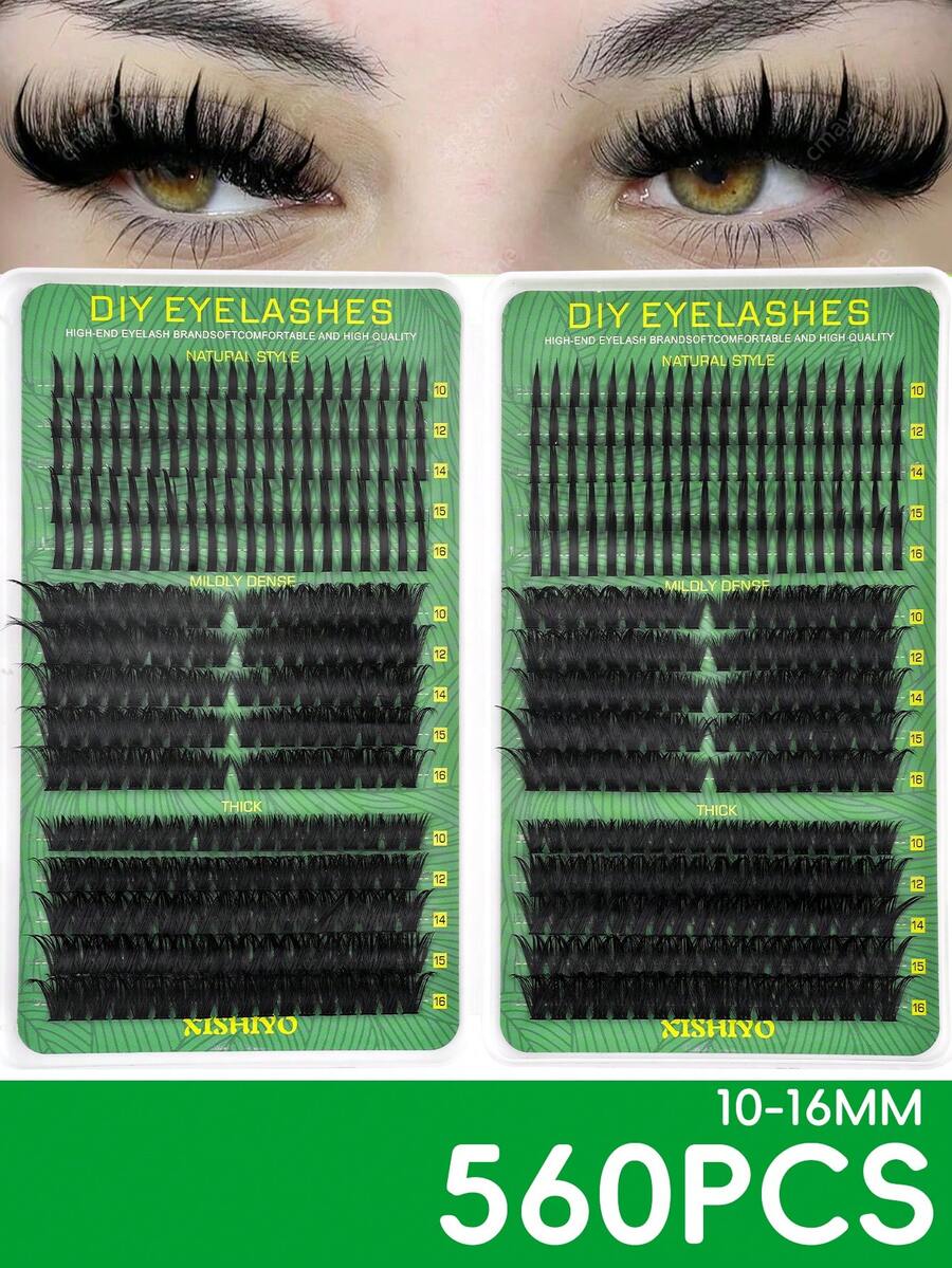 560pcs Russian Lash Extensions Kit, Spikes Lash Individuals 100D 120D Volume Eyelash Clusters D-Curly Lash Clusters Kit 10-16MM DIY Eyelash Extensions, 6 Styles Lash Clusters Spike Lashes Individual Lash Clusters, Multi-Type Natural Look, Reusable Individual Segmented False Eyelashes Wispy & Ultra Soft DIY Eyelash Extension At Home