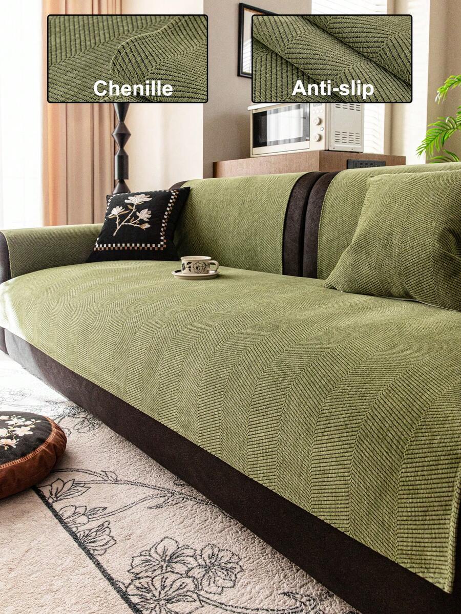 1 chiếc đệm sofa vải nhung màu trơn, kiểu dáng tối giản với mặt sau chống trượt, mềm mại, đa năng, chống bẩn, chống bụi, thích hợp trang trí nhà cửa dịp lễ hội, dùng làm đệm tựa lưng, bọc tay vịn, phù hợp cho mọi mùa. - màu xanh lá - Xem 1