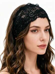 1pc Paisley Pattern Bohemian Polyester (Polyester) Breathable Lace Headband, Versatile Summer Head Wrap, Thin Forehead Band, All Season - Multicolor - View 1