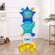 1pc/2pcs New 61-Inch Large Base Star Foil Balloon - Perfect Room Decor For Father's Day Celebration - Father's Day With Star Base - View 2