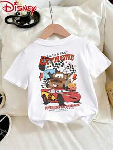 Baby Boys Tops, Disney Short-Sleeved T-Shirt, Cars Crew Extreme Performance Pattern Printing,Summer Breathable Comfortable Short Sleeves, Female Baby Boy With T-Shirt. - 白色 - 查看 2
