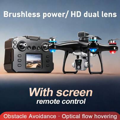 KY102 Remote Control Four Axis Toy Airplane With Screen Remote Control Brushless Motor Special Rolling Optical Flow Hovering LED Light ABS Material Electrically Adjustable Camera Remote Control Can Receive Videos Without A Mobile Phone With Storage Card Reader Is The Perfect Gift For Beginners