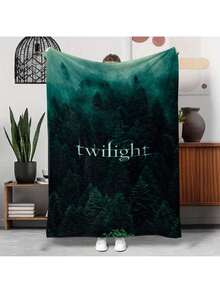 Twilight Saga Inspired Plush Throw Blanket - Soft Lightweight All-Season Cozy Flannel Bedspread With Twilight Logo & Forest Design, Twilights Logo-280gsm - Multicolor - View 15