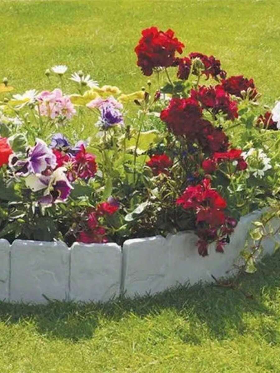 5/10/20 pezzi Recinzione decorativa per prato, bordo in plastica effetto pietra per giardino, aiuola, cortile, patio, recinzione divisoria da giardino a incastro - multicolore - Visualizzare 1