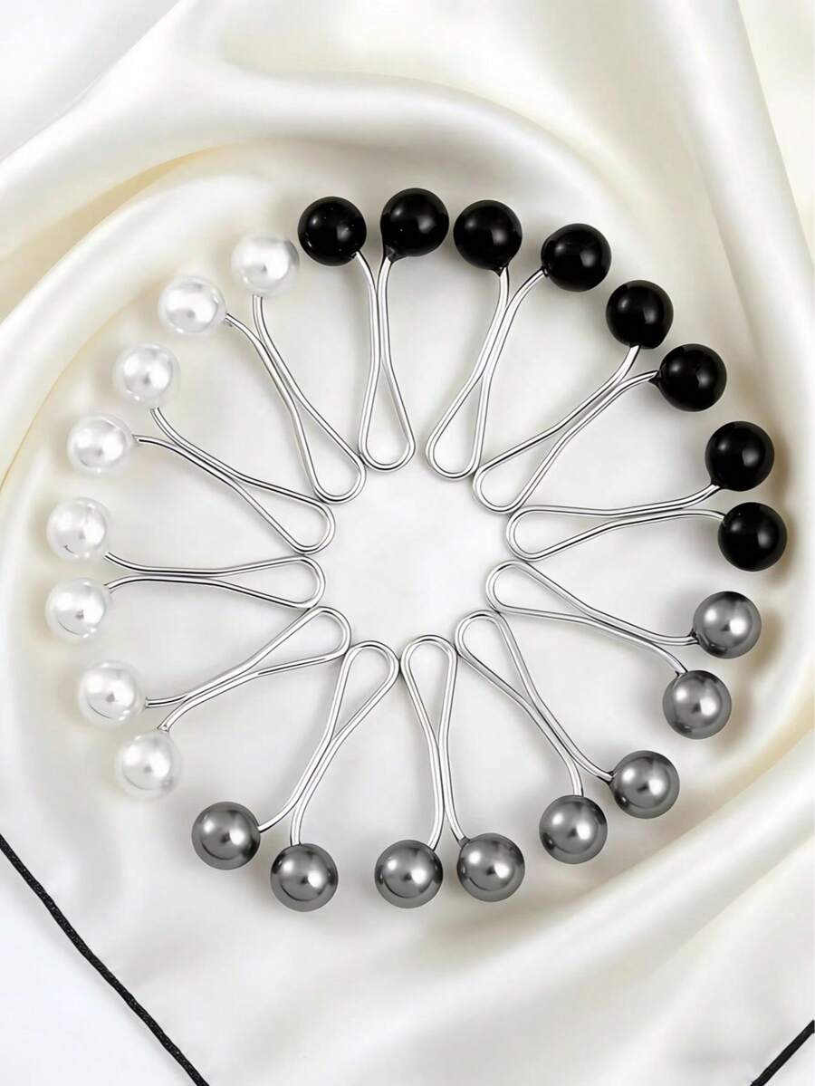 12 件女士胸针、珍珠围巾夹胸针、头巾夹别针、披肩、围巾、头带夹别针、毛衣珍珠胸针