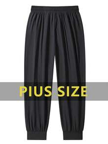 Pantalones casuales ligeros para hombre de talla grande, adecuados para correr, hacer ejercicio, ciclismo, color negro, primavera - Negro - Ver 3