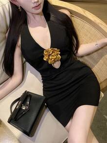 Women Short Dresses - Black - View 7