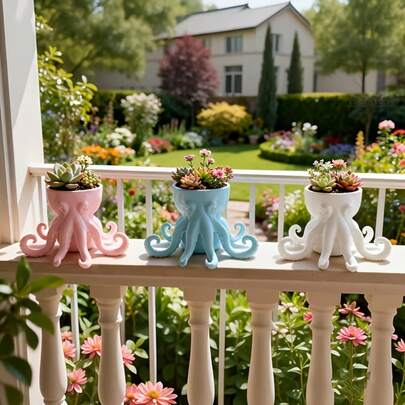 Octopus Shaped Planter, Waterproof Plastic Octopus Pot, Elegant And Modern Ocean-Themed Design, Suitable For Succulents, Herbs, Flowers, Vegetables - Indoor/Outdoor Gardening Decor, Desktop Storage, Unique Gift