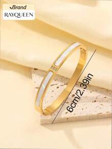 RAYQUEEN Fashionable Stainless Steel Versatile Four-Leaf Clover Rhinestone Stackable Bracelet Set, Suitable For Daily Wear And Gift Giving - Yellow Gold - View 13