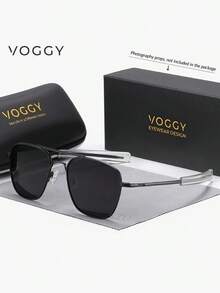VOGGY Fashionable, Minimalist, Retro, Metal, Polarized Decorative Eyeglasses, For Men, Suitable For Sports, Driving, Outdoor, Cycling, Fishing, Vacation, Travel, Party, Decoration, Gift Looks Street Style And Suit For Sweater Jacket Sweatshirt Hoodie Leather Pants And Cargo Pants For Summer Beach Vacation,Outdoor,Travel - Đen/Xám - Xem 13