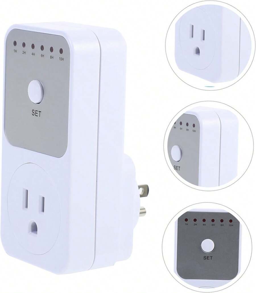 Interruptor temporizador mecánico inteligente (1–10 horas) - Enchufe con apagado automático para ahorro de energía - Blanco - Ver 1