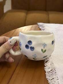 1 件 Ins 风格手绘釉下陶瓷咖啡杯，不对称手工模制杯，可爱水果图案咖啡杯，适合家庭、下午茶、牛奶、果汁、饮料，适合送给家人、朋友的礼物，适合返校 - 彩色 - 查看 13