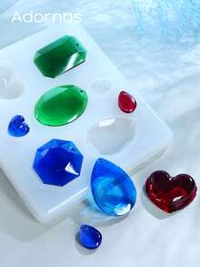 1 Khuôn silicon tự làm mặt dây chuyền, đổ nhựa epoxy, hình bướm, giọt nước, hình tròn, dùng làm bông tai, móc khóa, đồ thủ công kiểu Pháp, đồ trang trí. - trắng - Xem 7