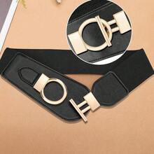 Women's Elastic Wide Waist Belt With Metal Round Buckle - Durable And Comfortable Dress Waistband - Multicolor - View 3