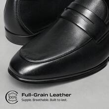 Men's Genuine Leather Penny Loafers Higher Quality  Classic Dress Shoes Comfort Slip On Lightweight Formal Casual(Runs Large, We Recommend Ordering A Half Size Down) - màu đen - Xem 2