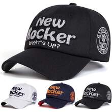 1顶男士新款摇滚风“What's Up?”刺绣棒球帽，街头休闲帽，适合春季、秋季、旅行、海滩度假 - 多色 - 查看 8