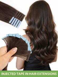 Invisible Injected Tape-In Hair Extensions Remy Human Hair Natural Straight Light Beige Skin Weft Seamless Invisible Tape Ins For Fine Thin Hair Reusable Tangle Free 12-20 Inch 20pcs/Pack Natural Looking Long Hair Extensions For Women Daily Party Wedding Prom Formal Events - Multicolor - View 22