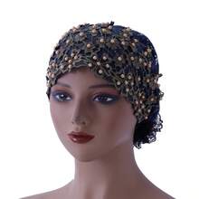 春夏头巾帽，时尚刺绣珠饰蕾丝，透气舒适，适合遮盖白发，也适合海滩度假等场合。 - 蕾絲釘珠帽 - 查看 6