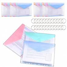 24Pcs A4 Plastic Wallets | Expandable Punched Pockets, Popper Closure & Label Pocket, For School Office Home Travel - 套裝 - 查看 4