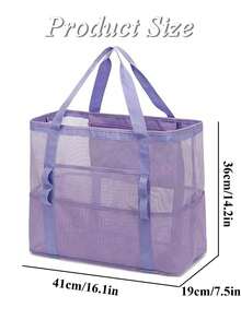 Mesh Beach Bag Large Tote Bag For Women Openwork Large-Capacity Swim Bag & Shoulder Bag Swimwear Storage Bag Foldable Handbag Toys Pool Bag Vacation - 彩色 - 查看 10