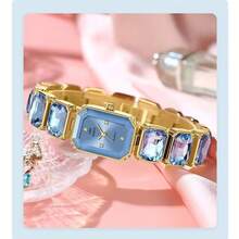 1件全新奢华镶钻女士腕表，优雅方形表盘，石英机芯，适合日常、休闲、度假、派对等场合，亦可作为礼物。 - 彩色 - 查看 11