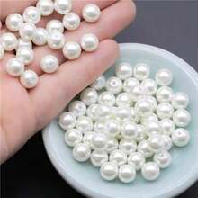 6mm0.236in 1000pcs/8mm0.315in 500pcs/10mm 0.394in 200pcs Pearl Beads, Suitable For Hand-Making, Various Sizes, 6/8/10/Mm, Faux Pearl Beads With Holes, Can Be Used To Make Jewelry, Bracelets, Necklaces, Hair Accessories, Decorations, Vase Fillers - Beige - View 7