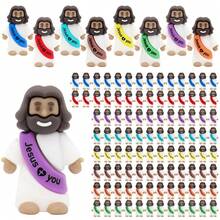 100 piezas Pequeñas figuras de Jesús, Miniaturas de Jesús a granel, Figuras de Jesús te ama, Juguetes de goma mini de Jesús del amor de Jesús para esconder y buscar, regalos de fiesta religiosa, regalos de la escuela dominical, , relleno de huevos de Pascua (colores vivos) - 100 piezas multicolor - Ver 6