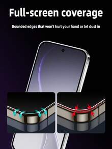 2pcs Full Coverage Tempered Glass Screen Protector, Compatible With OPPO, Full Coverage, Anti-Peeping, Anti-Scratch, Anti-Fingerprint, Easy Installation, No White Edges, No Bubbles - Black - View 4
